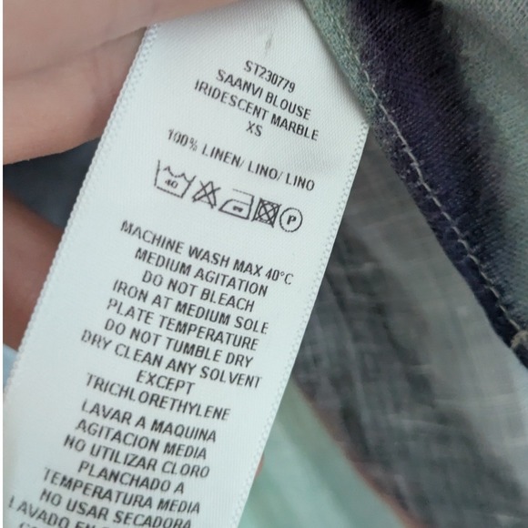 SILVIA TCHERASSI Saanvi Iridescent Marble Tie Blouse 100% Linen Size XS $620 - Picture 7 of 7